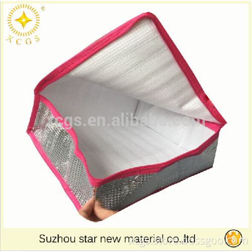 Good quality laminated with foil hot sale non woven cooler bag